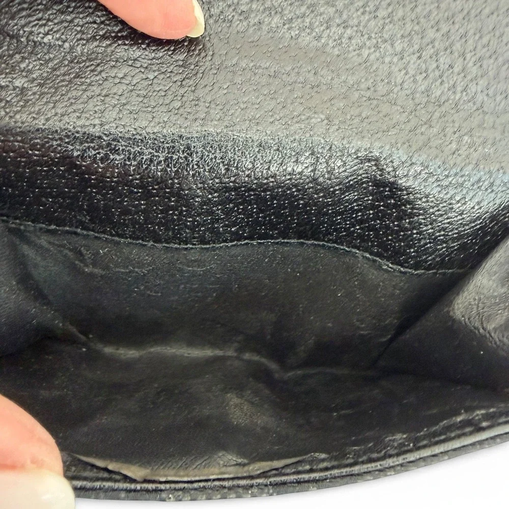 Gucci Vintage GG Canvas Black Leather Round Snap Bifold Wallet Made in Italy